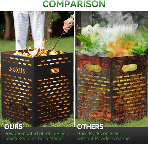 Miniatura 4 de Aoxun Barril de quemado ultra grueso de 63 galones para residuos de patio, tambor incinerador resistente para exteriores con jaula de quemado