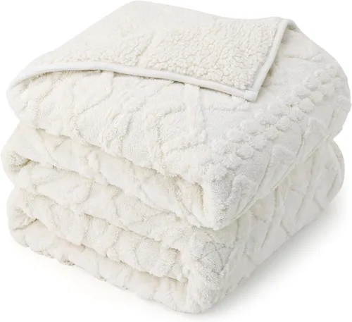 Miniatura 39 de Manta con peso de 15 libras, tamaño twin, manta con peso de sherpa a cuadros 3D de jacquard suave y elegante para adultos, manta de cama acogedora