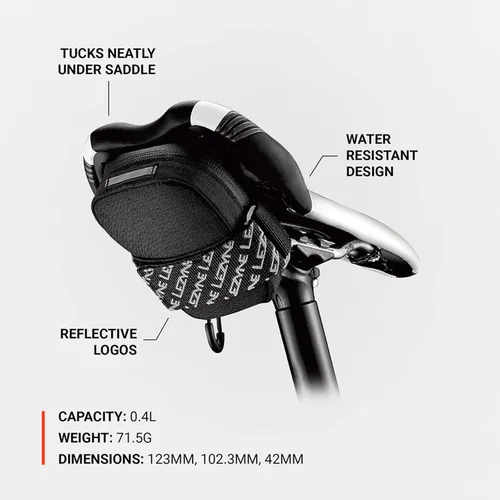 Miniatura 4 de LEZYNE Road Caddy - Bolsa compacta para sillín de bicicleta, ligera, duradera, de nailon, con accesorio de velcro, apertura de cubierta y detalles