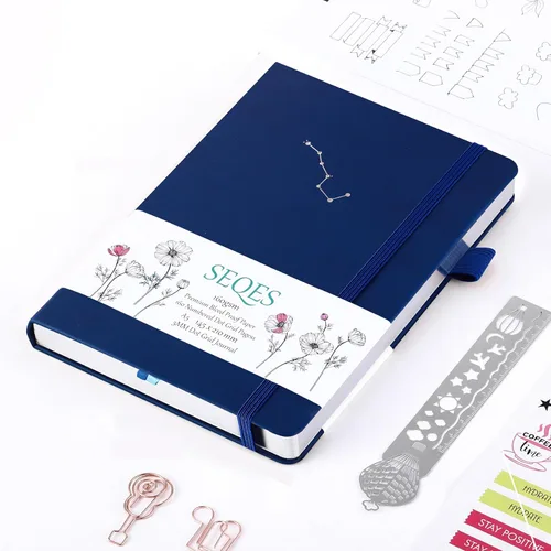 Cuaderno Diario Punteado de Bala A5 | Papel Grueso de 160gsm a Prueba de Sangre, Encuadernación Plana, 160 Páginas Numeradas | Cuaderno de