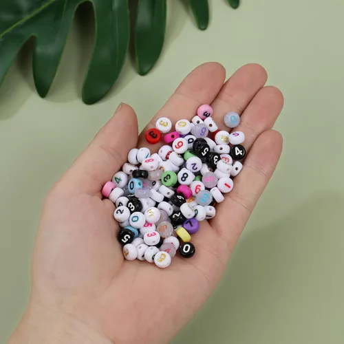 Miniatura 6 de Hudinsun 500 cuentas acrílicas de números 0-9 en caja de 12 cuadrículas, cuentas redondas para pulseras, joyas de amistad sin cuello, fabricación