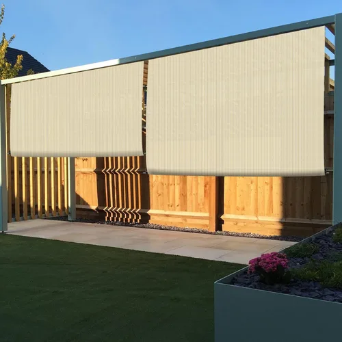 Miniatura 5 de ECOOPTS Persiana Enrollable para Exteriores, Persiana Enrollable para Patio, Porche, Patio Trasero, Cenador, Terraza, Balcón (1.2m A x 1.8m L, Beige)