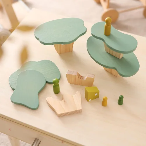 Miniatura 2 de WOODEN TEETHER Juguete de árbol de madera, paquete de 15 juguetes sensoriales de bosque de madera para niños y niñas, juguetes educativos Montessori