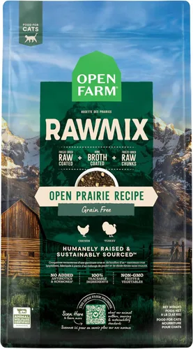 Miniatura 9 de Open Farm, RawMix Alimento seco para gatos, croquetas repletas de proteínas recubiertas en caldo de huesos con trozos crudos liofilizados, formulada