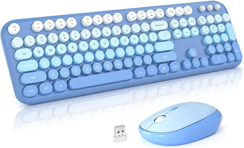 Miniatura 9 de Teclado y mouse inalámbricos, máquina de escribir, teclado de tamaño completo con teclado numérico y mouse conectado USB 2 en 1 para Windows 7/8/10