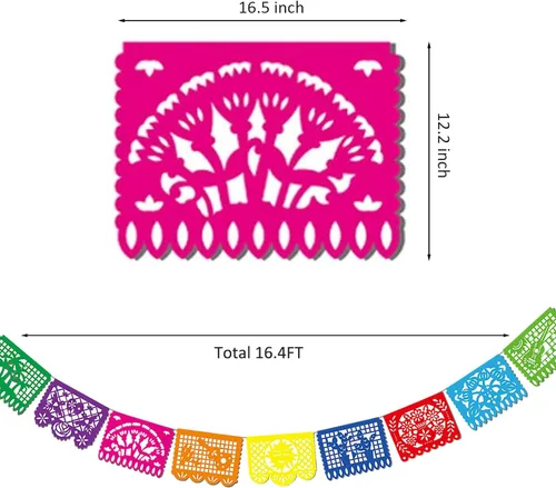 Miniatura 2 de 5 paquetes de pancartas de fiesta mexicana de 82 pies, decoraciones de v2croft Papel Picado para Cinco de Mayo, Fiesta, Día de los Muertos