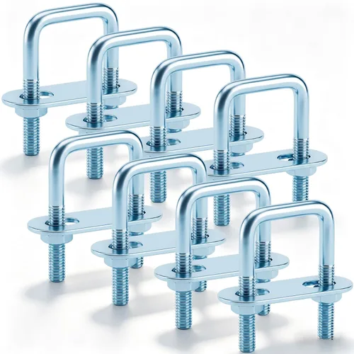 Miniatura 21 de Dunzy 6 pernos cuadrados en U chapados en zinc, perno en U de acero al carbono resistente, suministros industriales y científicos para tubo