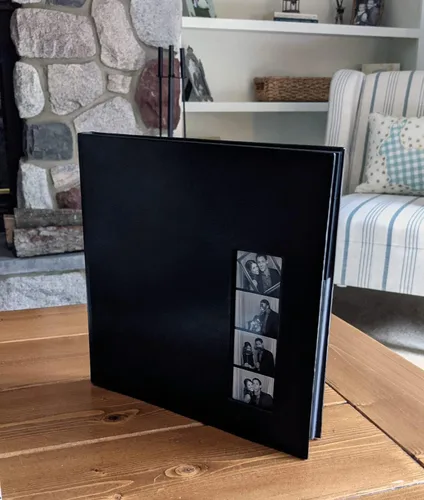 Miniatura 8 de Álbum de cabina de fotos (1 unidad), cubierta negra, 40 páginas blancas, 160 ranuras para tiras de fotos de 2 x 6, ranura para fotos de cubierta