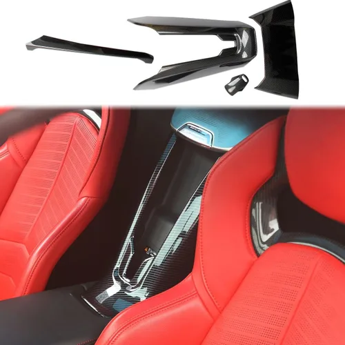 Miniatura 6 de crosselec Cubierta de Moldura de Control Central Interior de Fibra de Carbono para Chevrolet Corvette C8 2020-2025 (Entre Asientos)