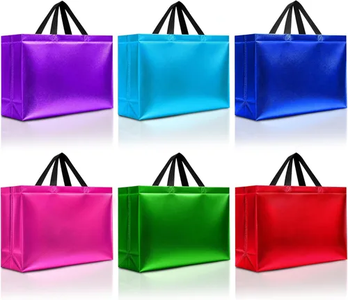 Miniatura 17 de Nush Nush Bolsas de Regalo Rojas Tamaño Mediano – Juego de 12 Bolsas de Regalo Rojas Brillantes Reutilizables con Asas - Bolsa Ideal para Regalos