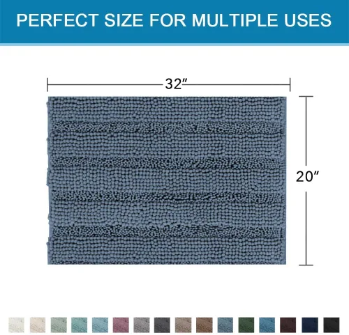 Miniatura 247 de H.VERSAILTEX Tapetes de baño antideslizantes para baño, alfombras de baño extragruesas de felpilla a rayas, tapetes de baño de 47" x 17", alfombras