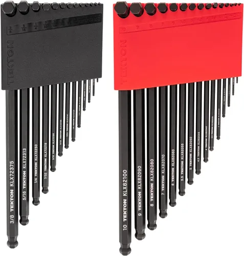 TEKTON Juego de llaves en L hexagonales de extremo de bola con soportes, 28 piezas (0.050-3/8 in., 0.051-0.394 in) | KLX91302