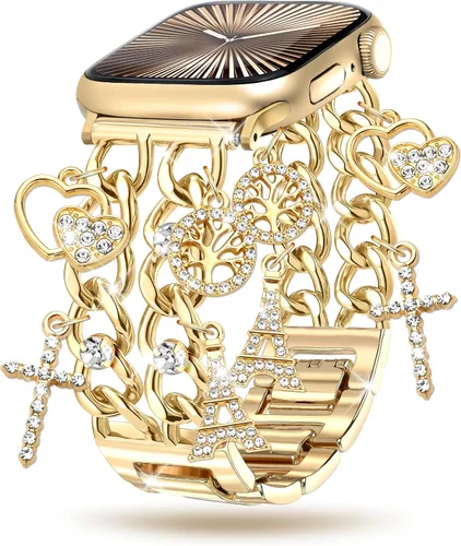 Miniatura 11 de Correas de metal para reloj para mujeres compatibles con Apple Watch para mujeres y hombres de 40 mm, 38 mm, 41 mm, 42 mm, 44 mm, 45 mm, 46 mm