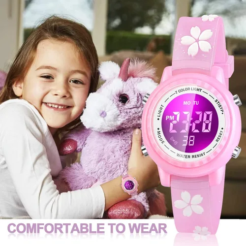 Miniatura 33 de Relojes LED impermeables para niños con alarma, juguetes para niños, regalos para niñas de 3 a 10 años