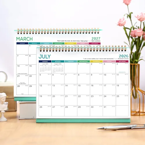 Miniatura 2 de Calendario de escritorio 2026-2027, calendario 2026-2027, julio de 2026 a diciembre de 2027, 9.8 x 8.3 pulgadas, calendario de escritorio con tapa