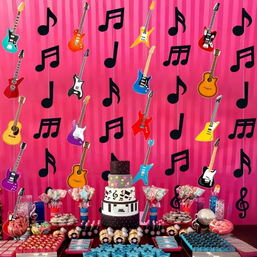 Miniatura 7 de 8 guirnaldas colgantes de fiesta musical para cumpleaños, decoración musical para colgar notas musicales, guirnaldas de techo para músico, fiesta