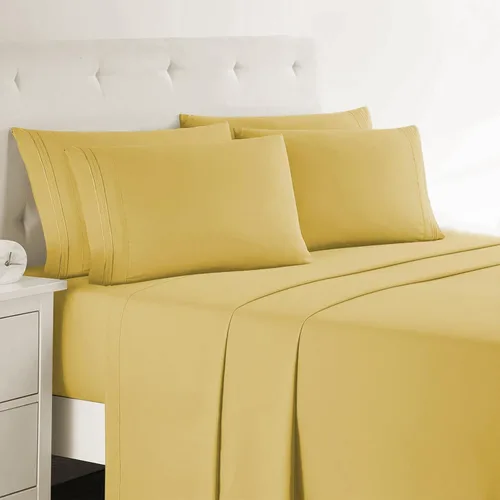 Miniatura 20 de Clara Clark - Juego de sábanas King con Flex Top, 6 piezas - Sábanas de lujo para cama King con cabeza dividida, juego de cama súper suave, King