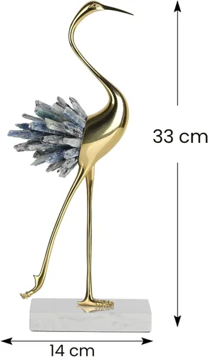 Miniatura 4 de suruim Acentos Decorativos Dorados, Estatuas de Pájaros de Latón Decoración Dorada para el Hogar Adornos Modernos de Cristal para Sala de Estar, Azul