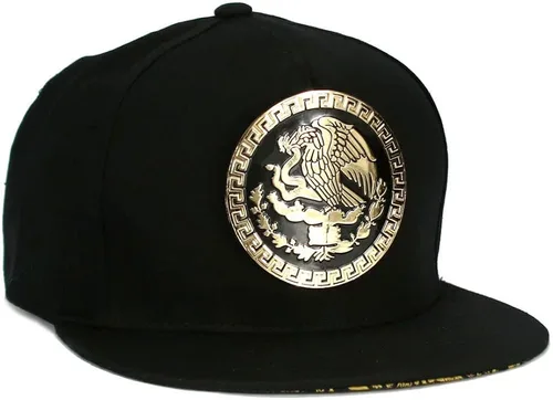Miniatura 3 de Gorra de béisbol de México mexicano con logotipo federal dorado metálico Snapback Flat Bill