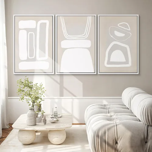 Miniatura 178 de SIGNWIN Lienzo enmarcado para pared, arte con pinceladas de flujo neutro en tonos beige abstractos, ilustraciones, arte moderno, decorativo