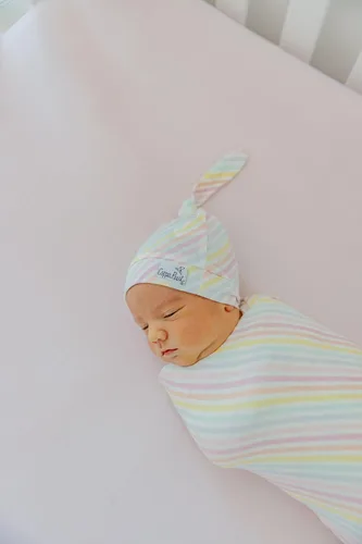Miniatura 4 de Copper Pearl Gorro de bebé con nudo superior elástico suave Lucky