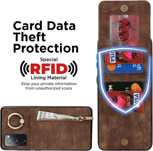 Miniatura 3 de Asuwish Funda de teléfono para Samsung Galaxy S20 FE 5G de 6.5 pulgadas con protector de pantalla y tarjetero RFID, soporte para celda S 20 EF UW