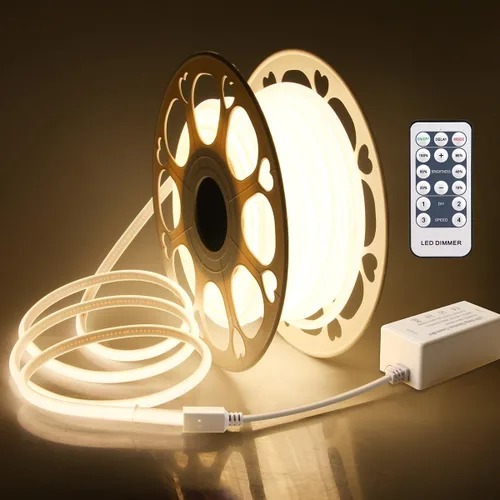 Miniatura 11 de Aclorol Tiras de Luces LED COB de 16.4 Pies para Exteriores, Luz Flexible LED Impermeable AC 110V-120V, Cuerda de Luz LED con Enchufe