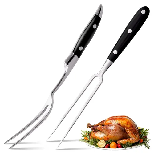 Miniatura 10 de Tenedor de tallado para carne – Tenedor de acero inoxidable de 11 pulgadas, herramienta de parrilla de barbacoa para carne de res, pavo, pechuga