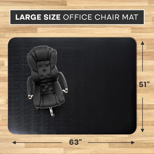 Miniatura 2 de Alfombrilla para Silla de Oficina para Piso de Madera Dura: 63" x 51" Alfombrilla Extra Grande Negra para Silla de Oficina, Alfombrilla de Goma