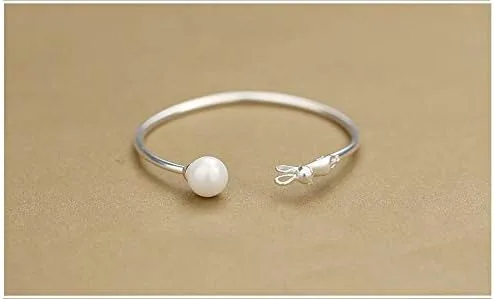 Miniatura 2 de Personality New Art - Pulsera abierta de plata de ley 925 con perlas de gato calidad