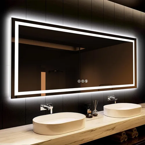 Miniatura 11 de ROOMTEC Espejo LED de 42 x 30 pulgadas para baño, retroiluminado, antiniebla, regulable, montaje vertical y horizontal