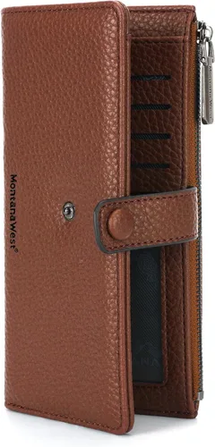 Miniatura 4 de Montana West Cartera para mujer con bloqueo RFID y bolsillo para monedas con cremallera, D Grande Marrón, Vintage