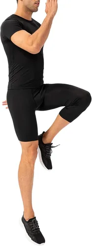 Miniatura 46 de Pantalones de compresión de 3/4 de una pierna para hombre, mallas de baloncesto atléticas para correr, leggings deportivos de capa base capri