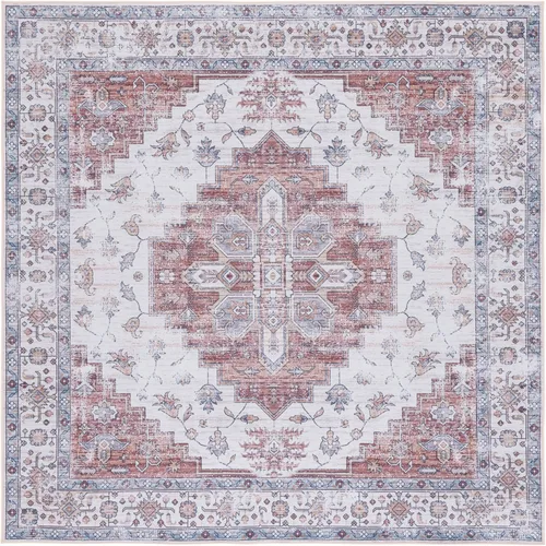 Miniatura 15 de SAFAVIEH Alfombra lavable Tucson Collection - 2 pies 6 pulgadas x 4 pies, beige y azul, antideslizante, ideal para zonas de alto tráfico en entrada