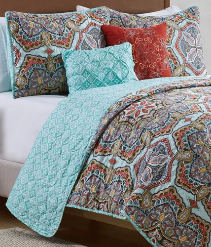Miniatura 13 de VCNY HOME Yara Collection - Juego de edredón reversible ultra suave, ligero, fresco y transpirable, lavable a máquina, individual XL, aguamarina, 4