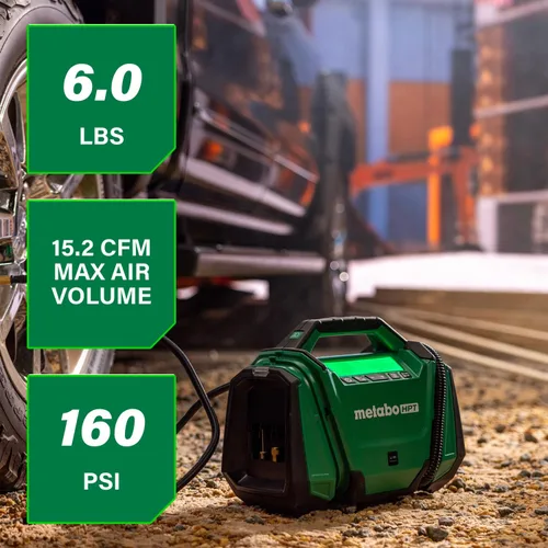 Miniatura 5 de Metabo HPT Inflador de doble función inalámbrico multivoltios de 18 V, inflador de aire portátil con modos de alta presión y alto volumen, presión