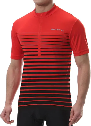 Miniatura 18 de Spotti Playera de manga corta para ciclismo de hombre con 3 bolsillos traseros, transpirable, secado rápido