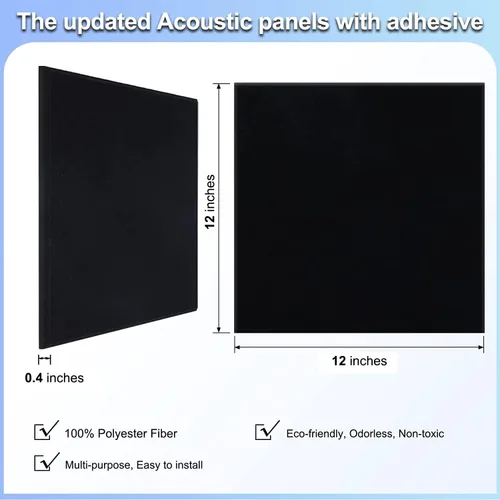 Miniatura 6 de Paquete de 18 paneles acústicos, insonorizantes, absorben el sonido, de alta densidad, tratamiento acústico para estudio en casa, decoración