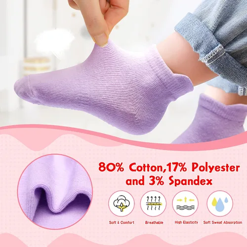 Miniatura 3 de 12 paquetes de calcetines antideslizantes para niños y bebés con agarres, 1-7 años, calcetines de algodón para tobillo para niños y niñas