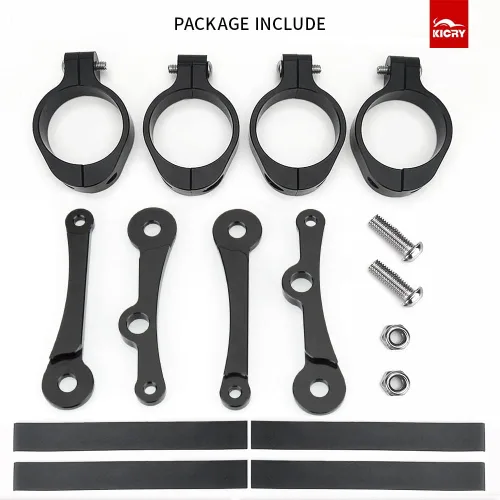 Miniatura 6 de Soporte Universal de Montaje de Faro de Motocicleta Negro 39-41mm Tubos de Horquilla Aluminio CNC Soporte de Faro Delantero Compatible con Harley