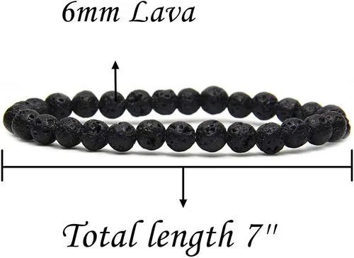 Miniatura 2 de Pulsera elástica de cuentas redondas de piedras semipreciosas de 0.236 in, unisex de 7 pulgadas