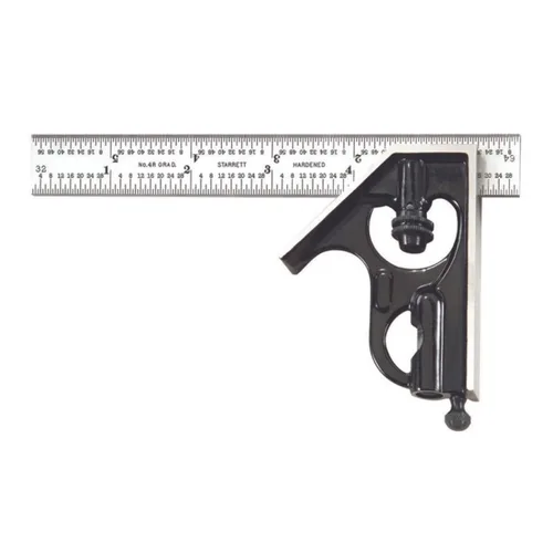 Miniatura 17 de Starrett Escuadra de combinación de acero con cabeza cuadrada - Longitud de hoja de 300 mm, cabezas de hierro fundido, pestillo reversible, punta