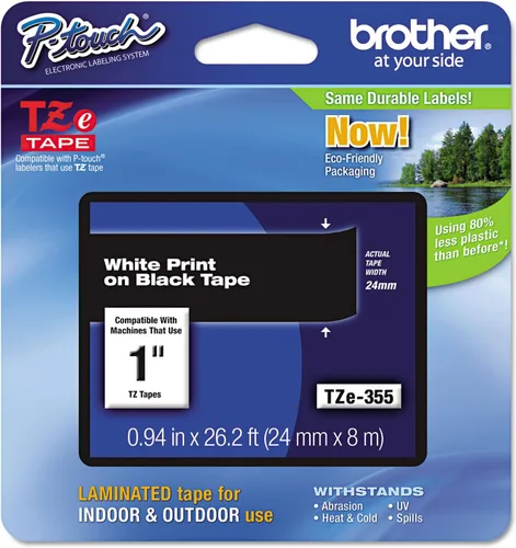 Miniatura 25 de Brother P-touch TZE-S951 - Cinta adhesiva laminada extra resistente de 1 pulgada (24 mm) de ancho, negro sobre plateado mate, laminada