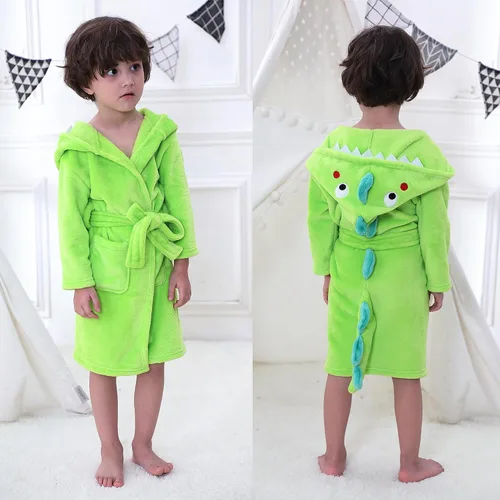 Miniatura 3 de LOLANTA Boys' Girls' Hooded Bathrobe Soft Animal Plush Robe Kids Sleepwear Dressing Gown Gift 2-8 Years