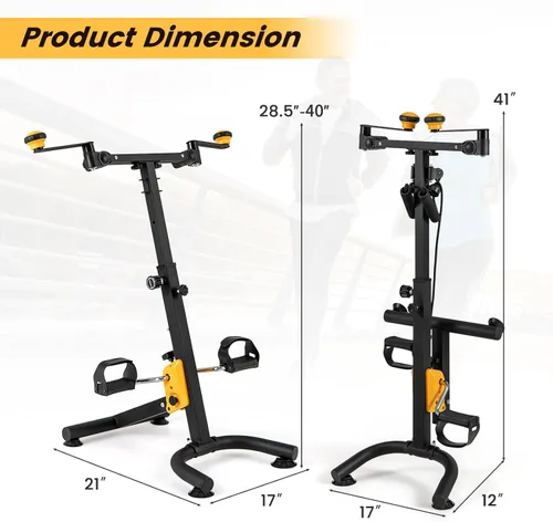 Miniatura 7 de Goplus Ejercitador de pedal plegable para personas mayores, mano, brazo, pierna, rodilla, terapia física, bicicleta de ejercicio con altura