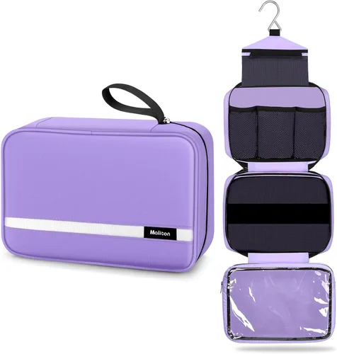Miniatura 11 de Neceser de aseo para hombres y mujeres, bolsas de aseo grandes para viajar, bolsa de higiene compacta colgante con 4 compartimentos, bolsa de ducha