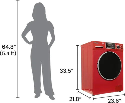 Miniatura 2 de 1.6 cu.ft. CONVERTIBLE Compact Combo Washer Dryer with Pet Cycle (Merlot)