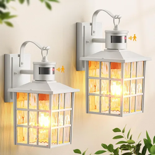 Miniatura 11 de VIANIS Luces de pared al aire libre con sensor de movimiento, luces de pared blancas del atardecer al amanecer, accesorio de luz exterior, linterna