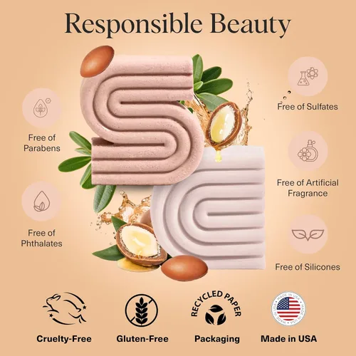 Miniatura 4 de Kitsch Barra de champú de aceite de argán – Champú reparador para el cabello para hombres y mujeres – Fortalecimiento, cuidado nutritivo
