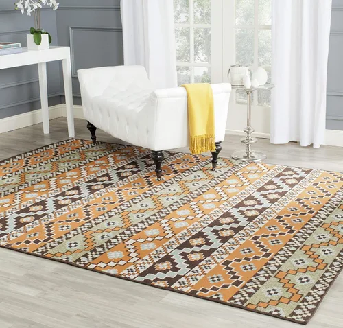 Miniatura 60 de SAFAVIEH Alfombra lavable para exteriores, colección Veranda – Alfombra de pasillo de 2.3 x 6 pies, color azul y crema, no desprende pelusa y fácil